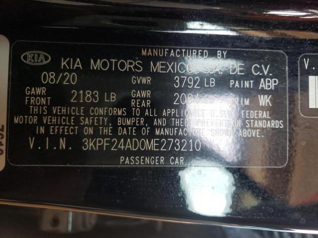 3KPF24AD0ME273210 - 2021 KIA FORTE FE BLACK photo 10