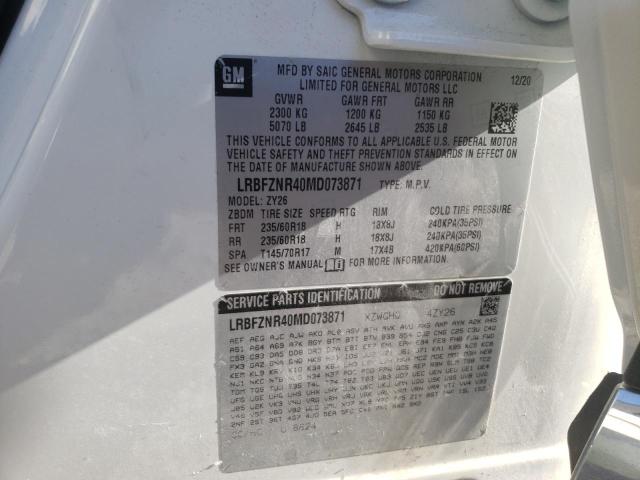 LRBFZNR40MD073871 - 2021 BUICK ENVISION E WHITE photo 10