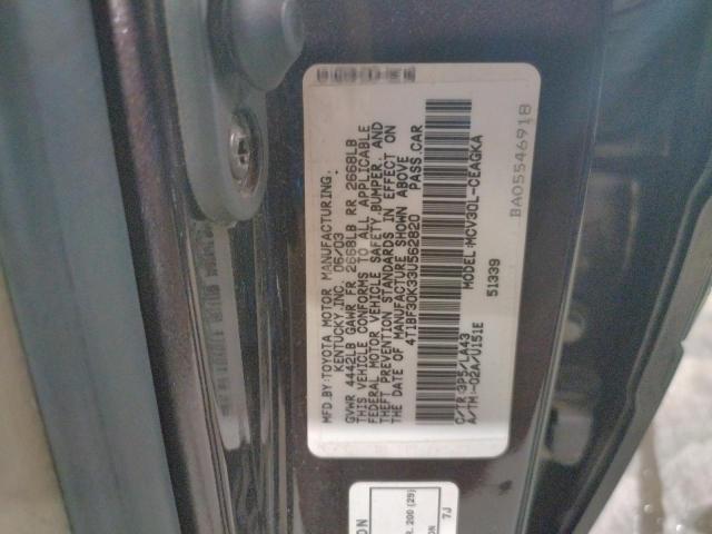 4T1BF30K33U562820 - 2003 TOYOTA CAMRY LE იასამნისფერი ფოტო 10