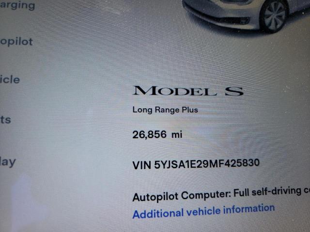 5YJSA1E29MF425830 - 2021 TESLA MODEL S WHITE photo 8