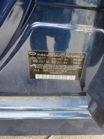 5NPE34AF7JH678630 - 2018 HYUNDAI SONATA BLUE photo 10