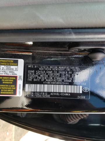 4T4BE46K58R025444 - 2008 TOYOTA CAMRY CE BLACK photo 10