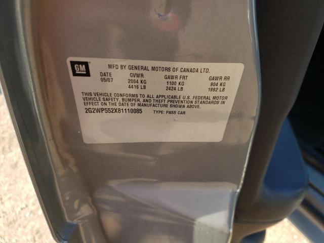 2G2WP552X81110085 - 2008 PONTIAC GRAND PRIX  լուսանկար 10