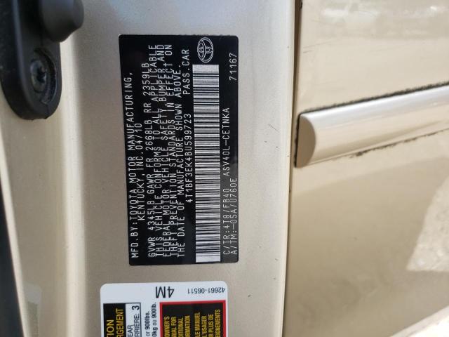 4T1BF3EK4BU599723 - 2011 TOYOTA CAMRY BASE  photo 10