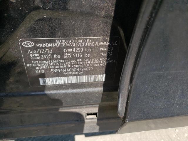 5NPEB4AC5DH794079 - 2013 HYUNDAI SONATA GLS BLACK photo 10