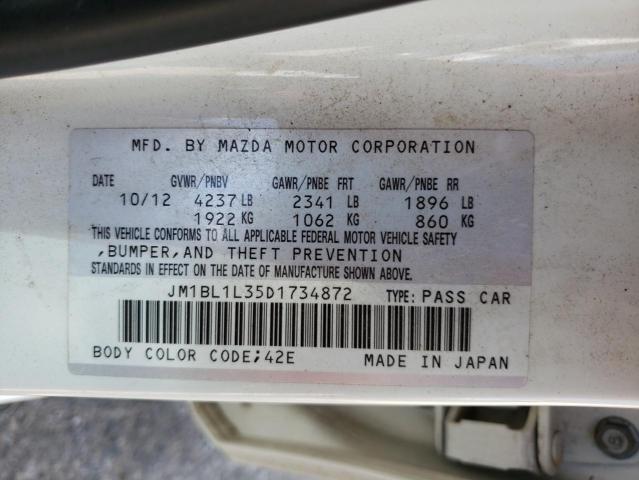 JM1BL1L35D1734872 - 2013 MAZDA SPEED 3 WHITE photo 10