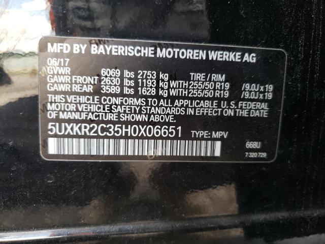 5UXKR2C35H0X06651 - 2017 BMW X5 SDRIVE3 BLACK photo 10