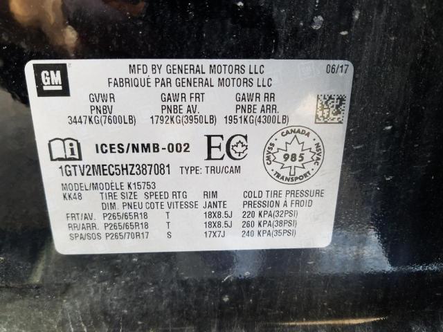 1GTV2MEC5HZ387081 - 2017 GMC SIERRA K1500 SLE  photo 10