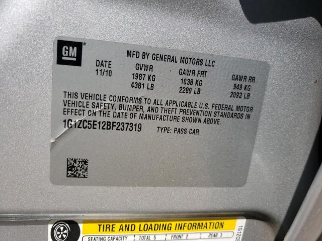 1G1ZC5E12BF237319 - 2011 CHEVROLET MALIBU 1LT Күміс фото 10