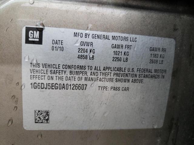 1G6DJ5EG0A0126607 - 2010 CADILLAC CTS PERFOR TAN photo 10