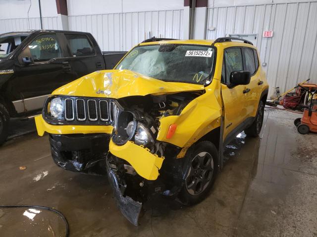 ZACCJBAH0HPE89824 - 2017 JEEP RENEGADE S YELLOW photo 2