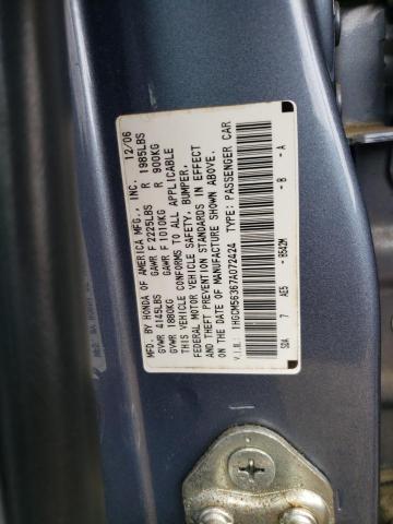 1HGCM56367A072424 - 2007 HONDA ACCORD BLUE photo 10