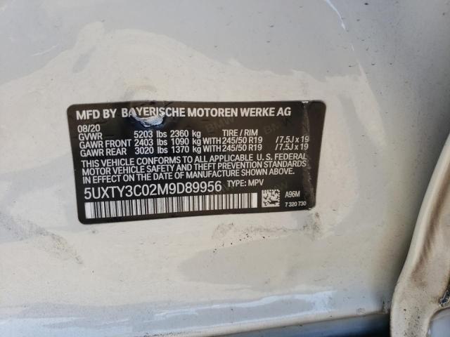 5UXTY3C02M9D89956 - 2021 BMW X3 SDRIVE3 WHITE photo 10