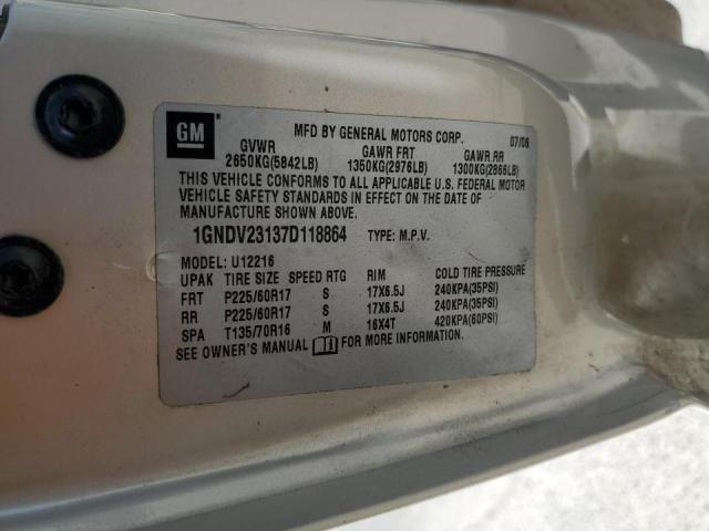 1GNDV23137D118864 - 2007 CHEVROLET UPLANDER L Qızıl foto 10