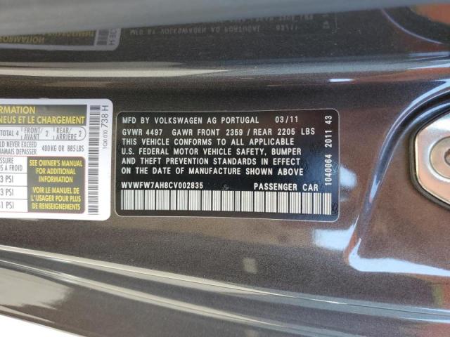 WVWFW7AH8CV002835 - 2012 VOLKSWAGEN EOS LUX Коричневий фото 10