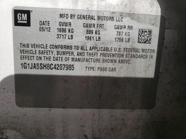 1G1JA5SH8C4207985 - 2012 CHEVROLET SONIC LS WHITE photo 10