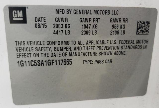 1G11C5SA1GF117665 - 2016 CHEVROLET MALIBU LIM 白色 照片 10