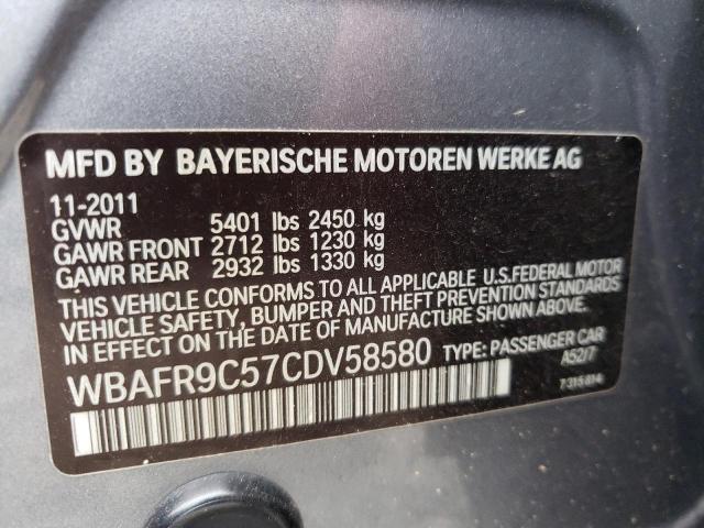 WBAFR9C57CDV58580 - 2012 BMW 550 I GRAY photo 10