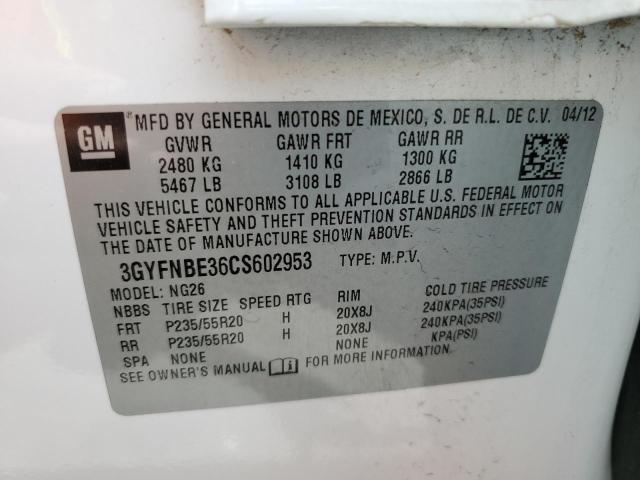 3GYFNBE36CS602953 - 2012 CADILLAC SRX PERFOR 白色 照片 10