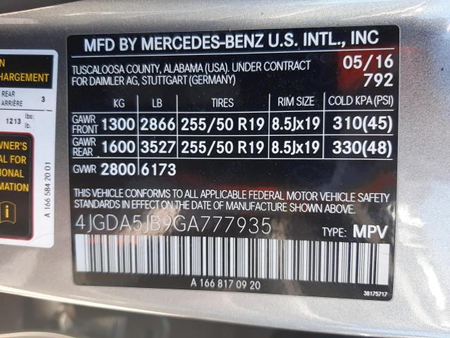 4JGDA5JB9GA777935 - 2016 MERCEDES-BENZ GLE 350 GRAY photo 10