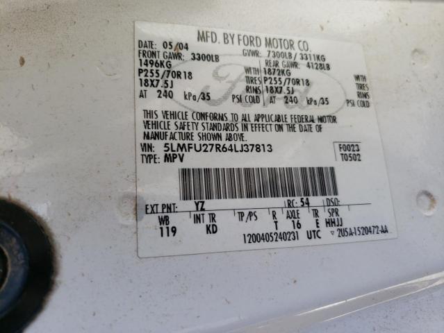 5LMFU27R64LJ37813 - 2004 LINCOLN NAVIGATOR 白色 照片 10