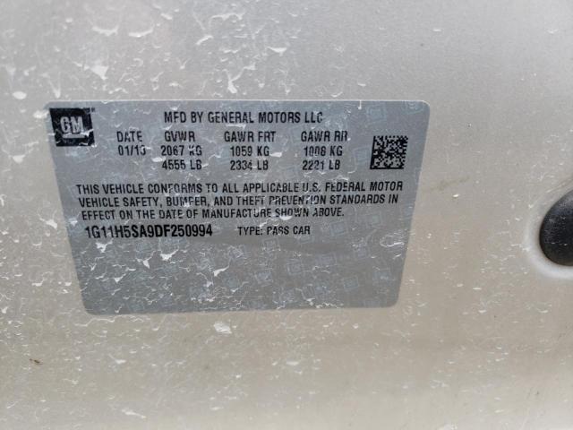 1G11H5SA9DF250994 - 2013 CHEVROLET MALIBU LTZ თაფლისფერი ფოტო 10