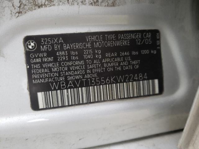 WBAVT13556KW22484 - 2006 BMW 325 XIT SILVER photo 10