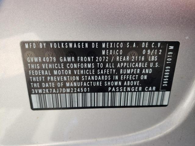 3VW2K7AJ7DM224501 - 2013 VOLKSWAGEN JETTA BASE BLACK photo 10