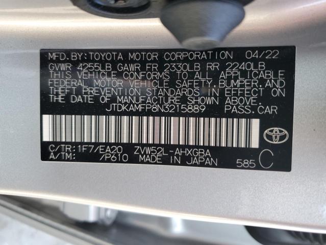 JTDKAMFP8N3215889 - 2022 TOYOTA PRIUS PRIM 银色 照片 10