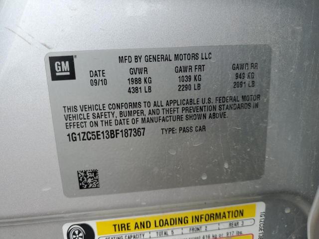 1G1ZC5E13BF187367 - 2011 CHEVROLET MALIBU 1LT 银色 照片 10