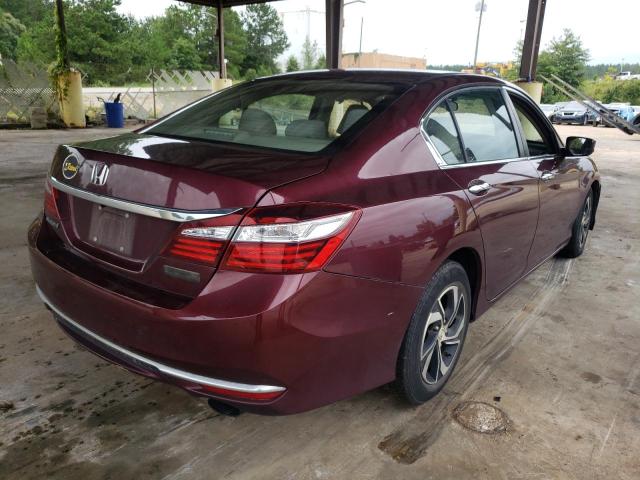 1HGCR2F3XGA059613 - 2016 HONDA ACCORD LX BURGUNDY photo 4