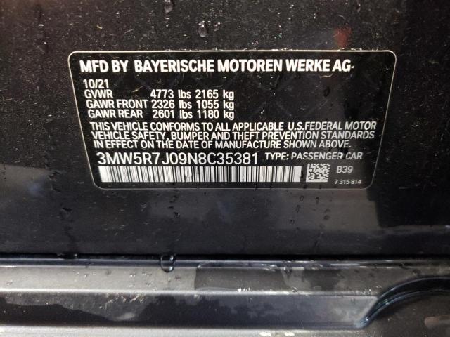 3MW5R7J09N8C35381 - 2022 BMW 330XI GRAY photo 10