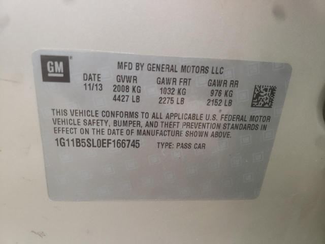 1G11B5SL0EF166745 - 2014 CHEVROLET MALIBU LS BEIGE photo 10