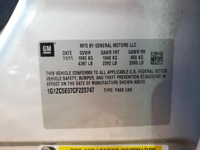 1G1ZC5E07CF223747 - 2012 CHEVROLET MALIBU 1LT 银色 照片 10