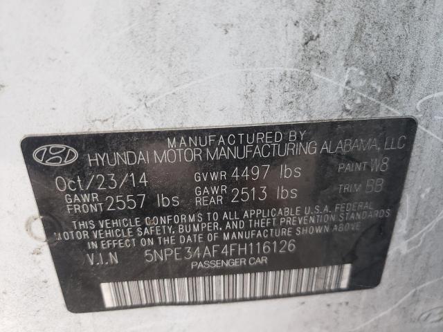 5NPE34AF4FH116126 - 2015 HYUNDAI SONATA SPO WHITE photo 10