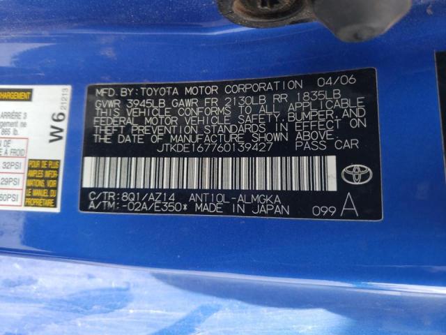 JTKDE167760139427 - 2006 TOYOTA SCION TC 蓝色 照片 10
