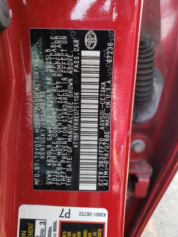 4T1BF1FK8EU751106 - 2014 TOYOTA CAMRY L RED photo 10