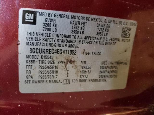 3GCUKREC4EG411052 - 2014 CHEVROLET silverado BURGUNDY photo 10