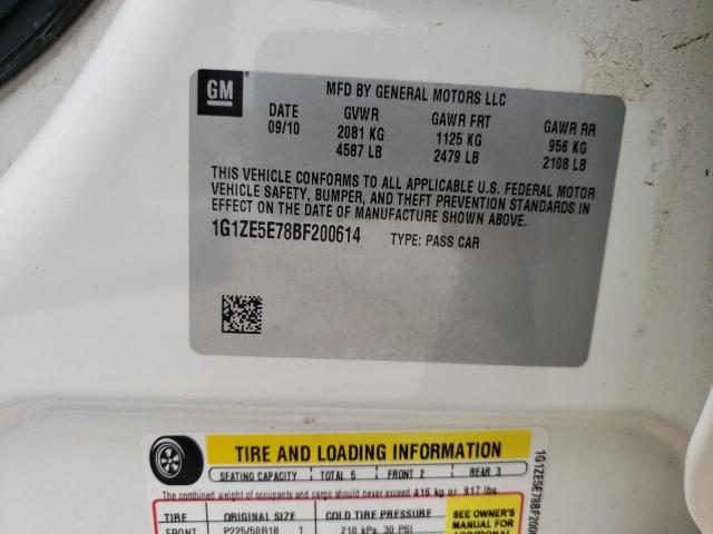 1G1ZE5E78BF200614 - 2011 CHEVROLET MALIBU LTZ თეთრი ფოტო 10