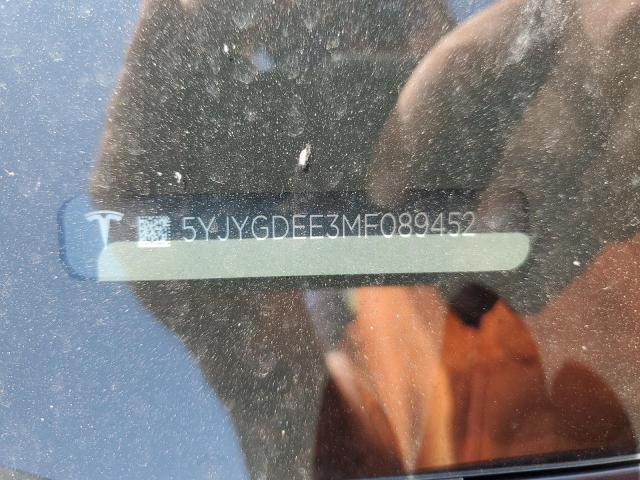 5YJYGDEE3MF089452 - 2021 TESLA MODEL Y رمادي صورة 10