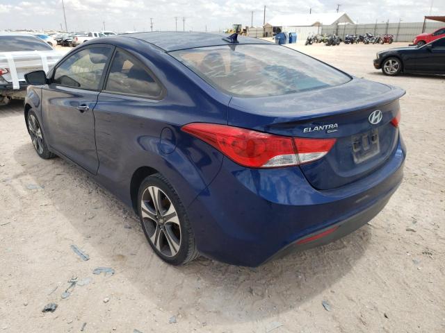 KMHDH6AE9DU001598 - 2013 HYUNDAI ELANTRA CO BLUE photo 3