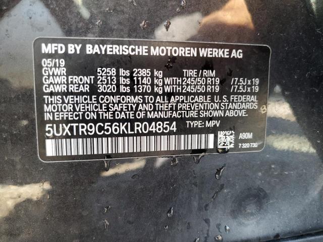 5UXTR9C56KLR04854 - 2019 BMW X3 XDRIVE3 CHARCOAL photo 10