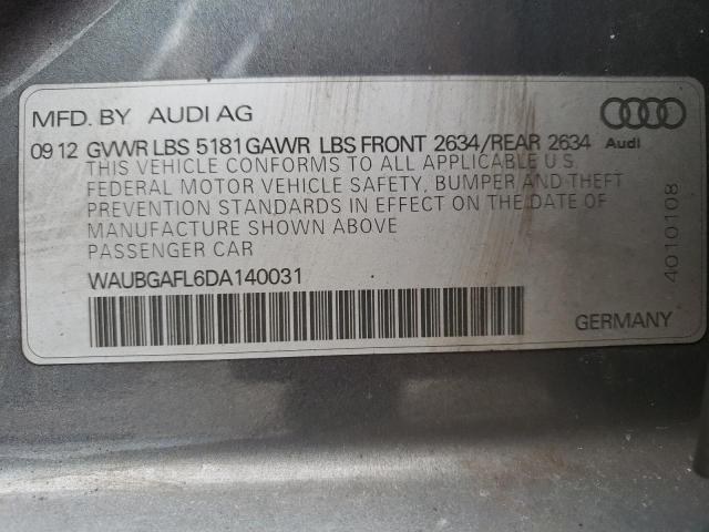 WAUBGAFL6DA140031 - 2013 AUDI S4 GRAY photo 10