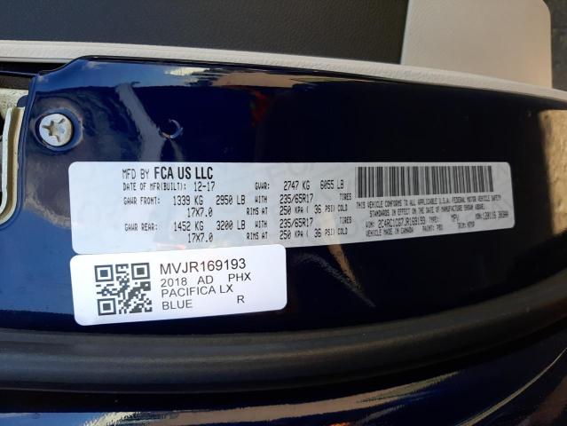 2C4RC1CG7JR169193 - 2018 CHRYSLER PACIFICA L BLUE photo 10