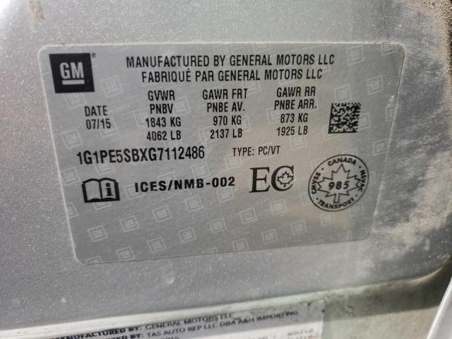 1G1PE5SBXG7112486 - 2016 CHEVROLET CRUZE SILVER photo 10