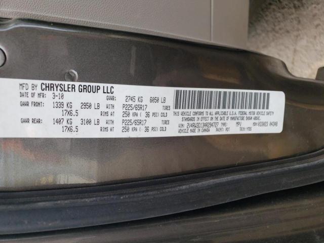 2V4RW3D13AR294727 - 2010 VOLKSWAGEN ROUTAN SE GRAY photo 10