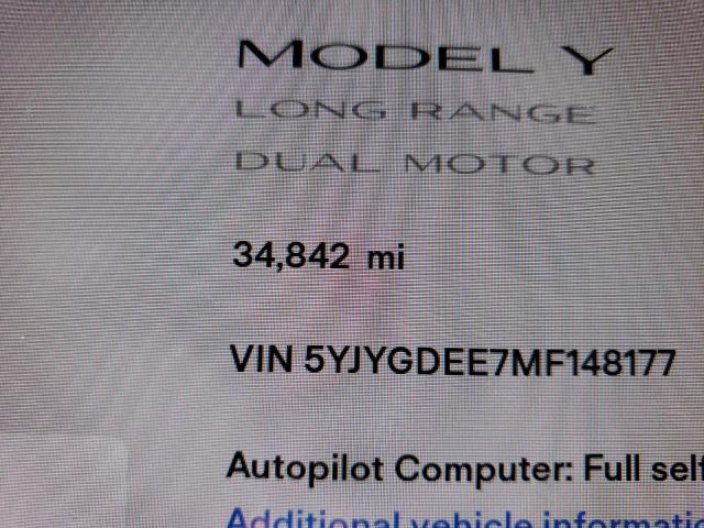 5YJYGDEE7MF148177 - 2021 TESLA MODEL Y أبيض صورة 8