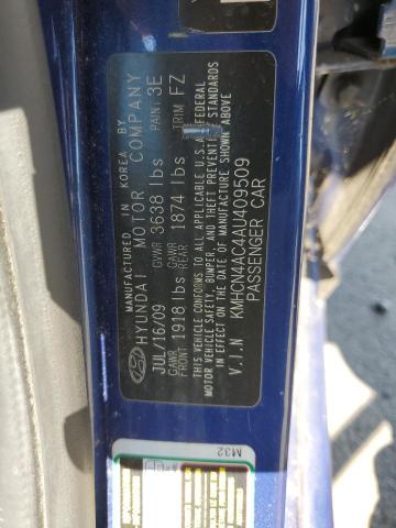 KMHCN4AC4AU409509 - 2010 HYUNDAI ACCENT BLUE photo 10