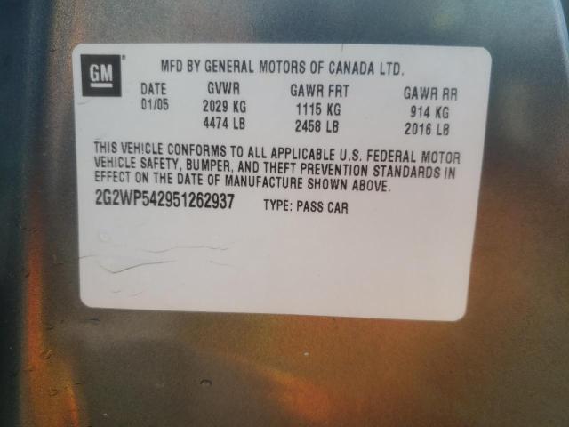 2G2WP542951262937 - 2005 PONTIAC GRAND PRIX Сұр фото 10