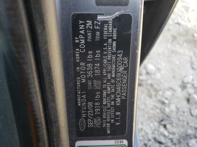 KMHCN46C69U300943 - 2009 HYUNDAI ACCENT GRAY photo 10